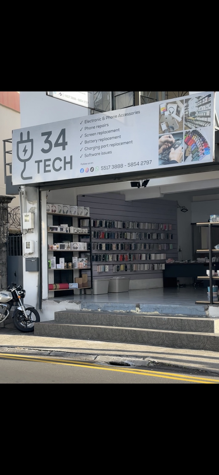 34TECH shop at 4, Volcy Pougnet, Port Louis
